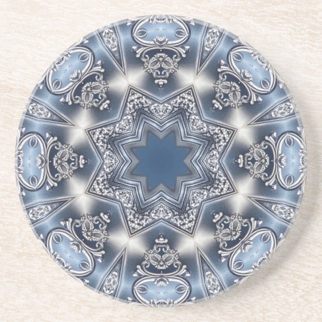 Blue Decorative Sandstone Coaster (Front)