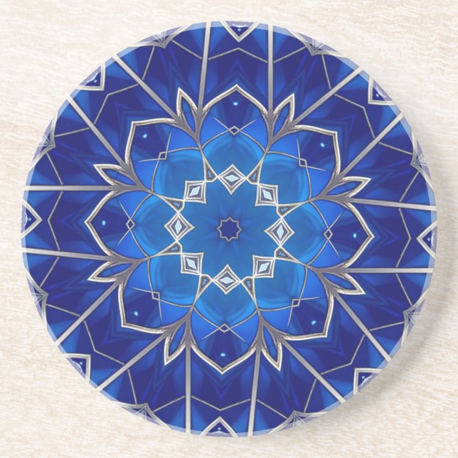 Blue Decorative Sandstone Coaster (Front)