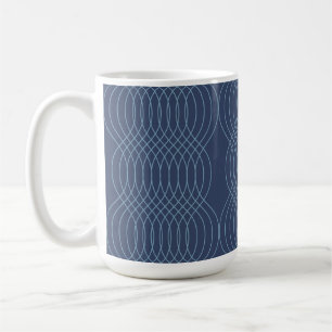 Blue, decorative, simple, modern, trendy wavy art coffee mug