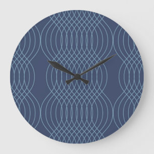 Blue, decorative, simple, modern, trendy wavy art large clock