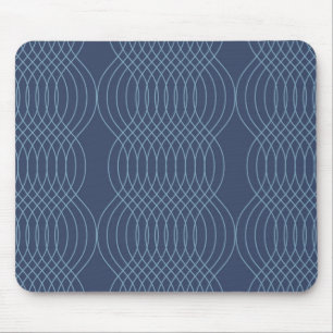 Blue, decorative, simple, modern, trendy wavy art mouse pad