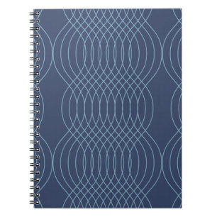 Blue, decorative, simple, modern, trendy wavy art notebook