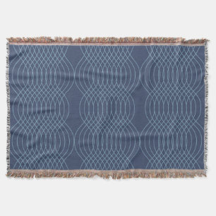 Blue, decorative, simple, modern, trendy wavy art throw blanket