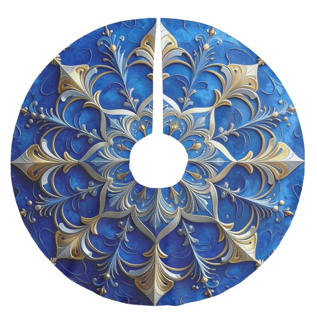Blue Decorative Tree Skirt (Front)