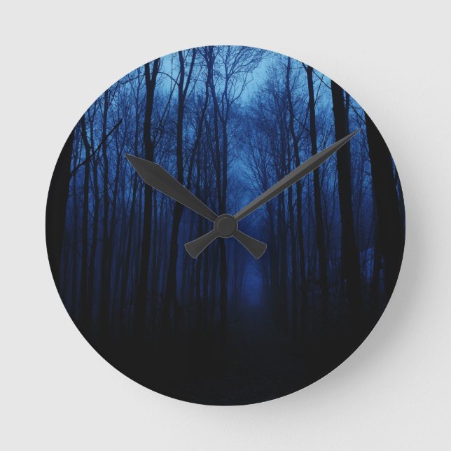 Blue Deep Forest Round Clock (Front)