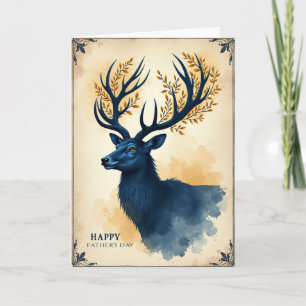 Blue Deer Autumnal Fathers Day Card