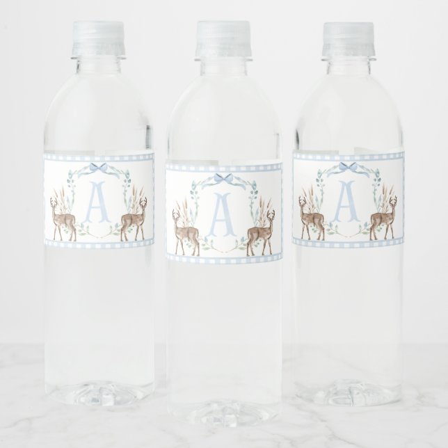 Blue Deer Baby Shower Water Bottle Labels (Bottles)