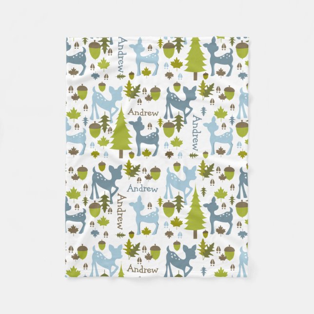Blue Deer Personalised Fleece Blanket (Front)