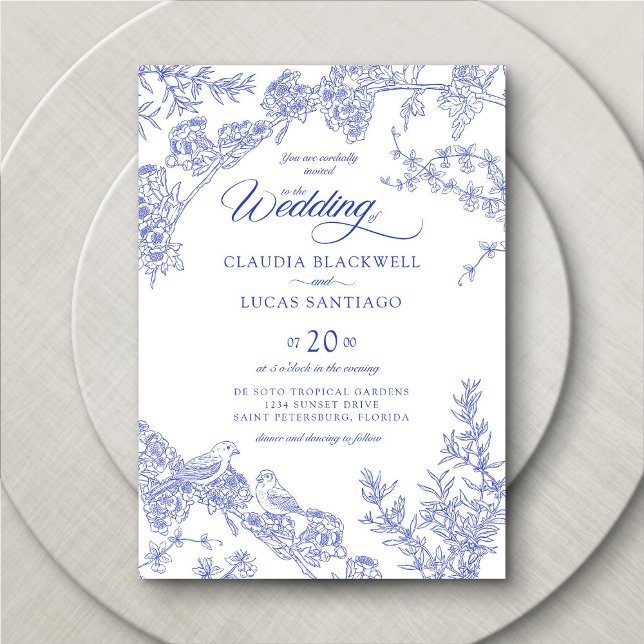 Blue Delft Chinoiserie Wedding Invitation (Creator Uploaded)