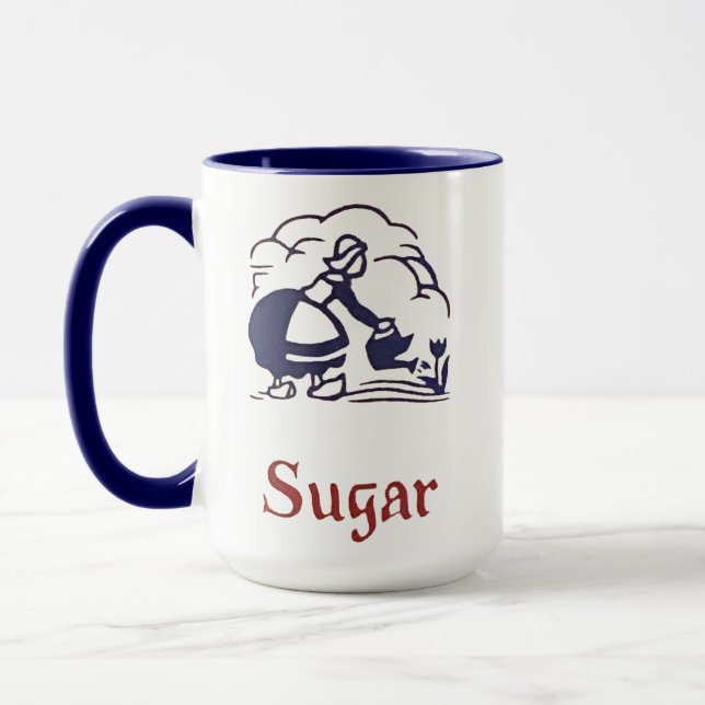 Blue Delft Dutch Girl Sugar Mug (Left)