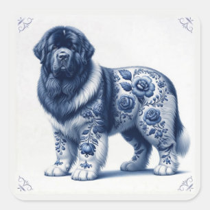 Blue Delft Landseer Newfoundland Square Sticker