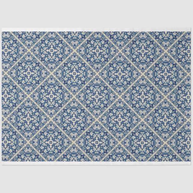 Blue Delft tile pattern decoupage tissue paper (Front)