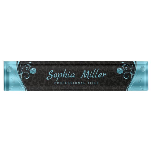 Blue Delicate Flowers Nameplate (Front)
