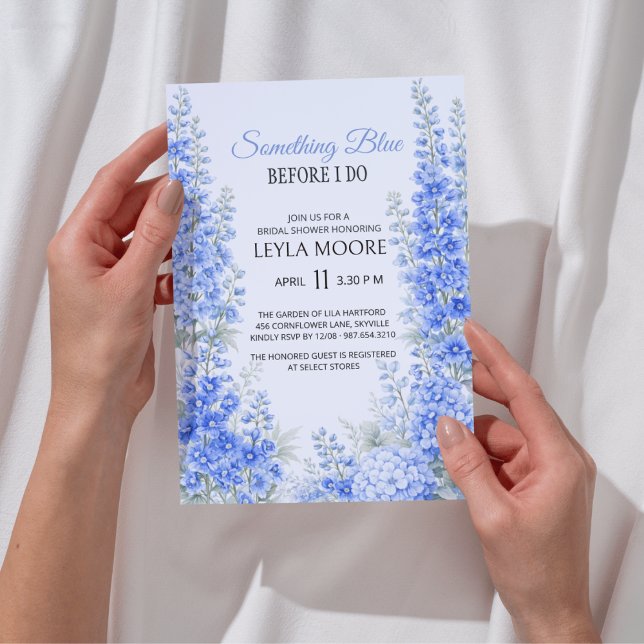 Blue Delphinium Bridal Shower Something Blue Invitation (Blue Delphinium Bridal Shower Something Blue Invitation
)