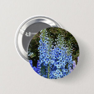 Blue Delphinium Floral Flowers Garden Nature 6 Cm Round Badge