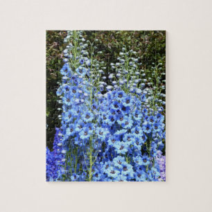 Blue Delphinium Floral Flowers Garden Nature Jigsaw Puzzle