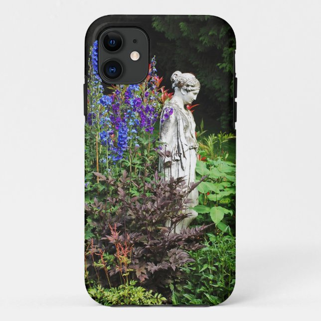 Blue delphinium flower garden and statue Case-Mate iPhone case (Back)