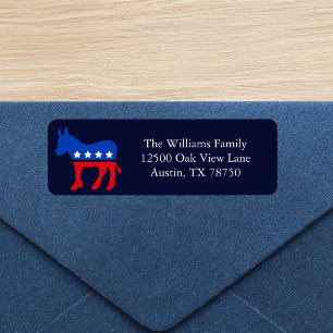 Blue Democrat Donkey Political Return Address