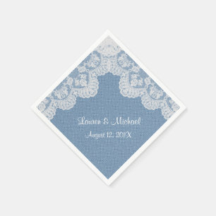 Blue Denim and Lace Wedding Napkin
