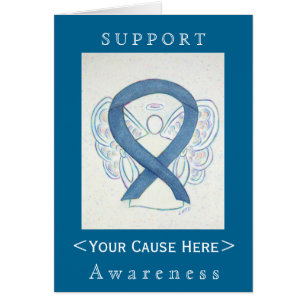 Blue Denim Awareness Ribbon Angel Customised Card