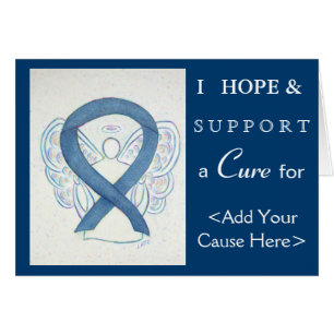 Blue Denim Awareness Ribbon Art Greeting Cards