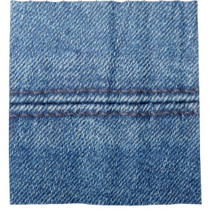 Blue denim background close-up (macro) shower curtain