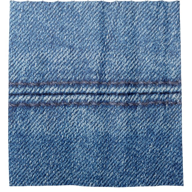 Blue denim background close-up (macro) shower curtain (Front)