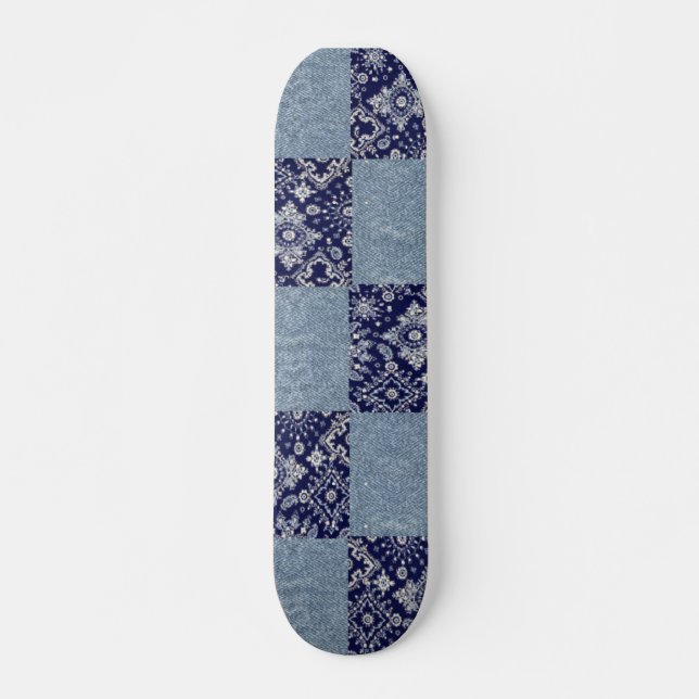 Blue Denim Bandanna Skateboard (Front)