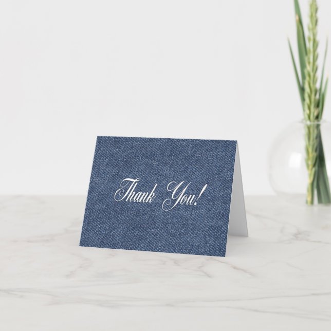 Blue Denim Blank Inside Thank You Card (Front)