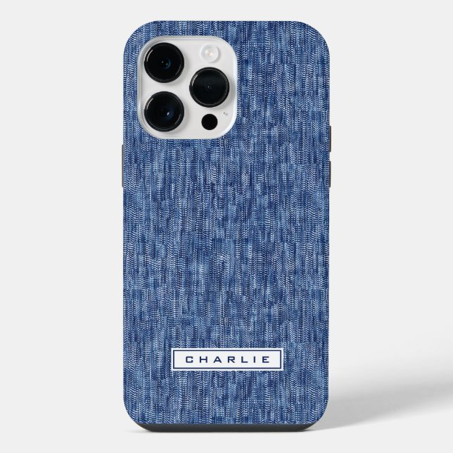 Blue denim custom name iPhone case (Back)