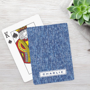 Blue denim custom name playing cards