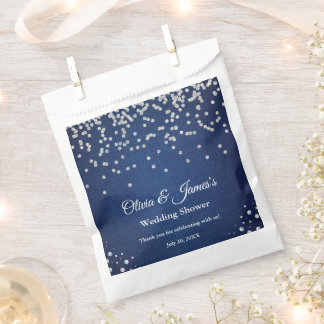 Blue Denim Diamonds Pearls Couple's Wedding Shower Favour Bags