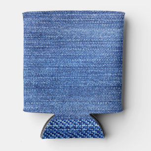 Blue Denim Fabric Material Texture Can Cooler