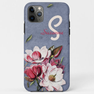 Blue Denim Floral Monogrammed Case-Mate iPhone Case