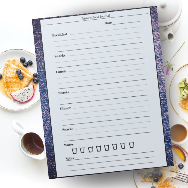 Blue Denim Food Tracker Journal Daily Meal Diary Notepad (Creator Uploaded)