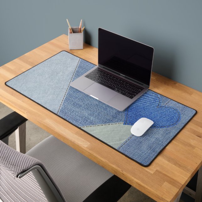 Blue Denim Heart Desk Mat (Office 2)