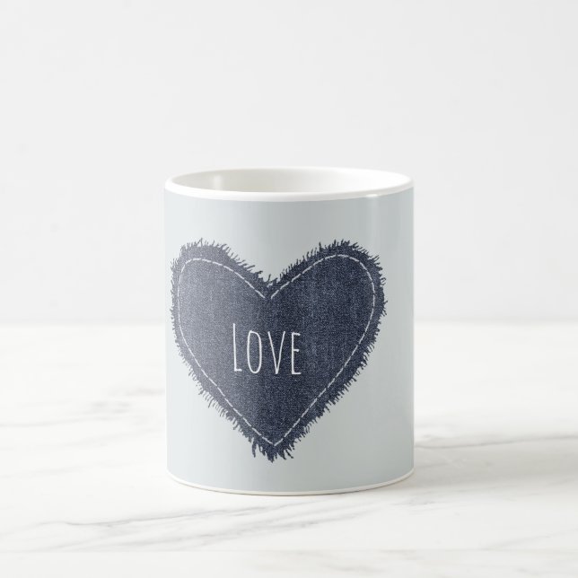 Blue Denim Heart Love Coffee Mug (Center)