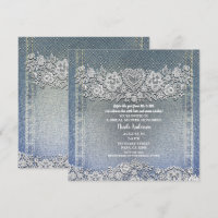 Blue Denim Jean & White Heart Lace Bridal Shower