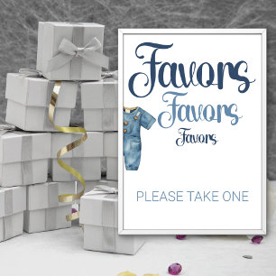 Blue Denim Jeans Boy Baby Shower Favour Sign