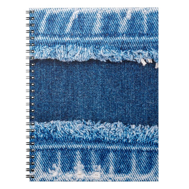 Blue denim jeans fabric texture notebook (Front)