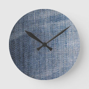 blue denim jeans fabric texture round clock