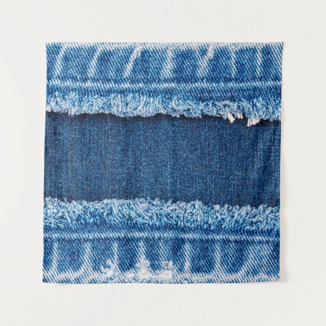 Blue denim jeans fabric texture tapestry (Front)
