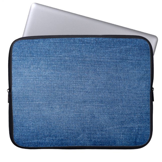 Blue denim jeans laptop sleeve (Front)