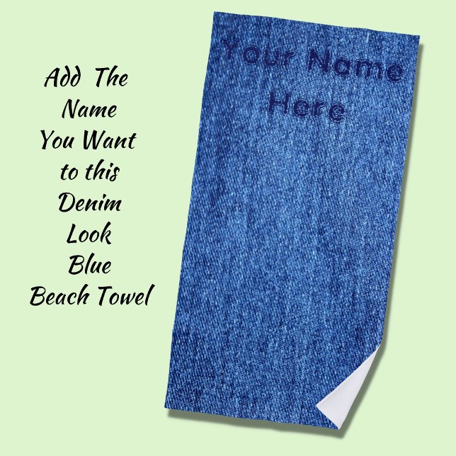 Blue Denim Jeans Look - Add Your Name Distressed - Beach Towel (Creator Uploaded)