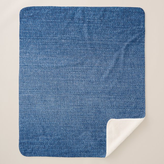 Blue denim jeans sherpa blanket (Front)