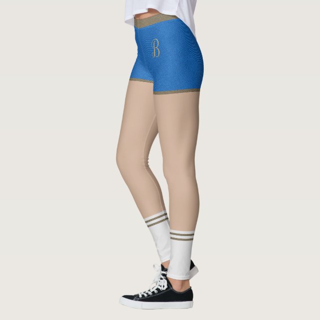 Blue Denim Jeans Shorts Skin Tone Tights & Socks (Left)