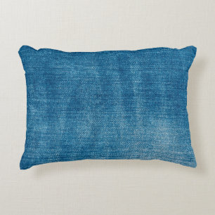 Blue denim jeans texture close up. Blue denim jean Decorative Cushion