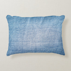 Blue denim jeans texture decorative cushion