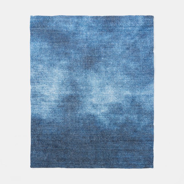 Blue denim jeans texture fleece blanket (Front)
