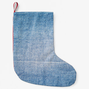 Blue denim jeans texture small christmas stocking